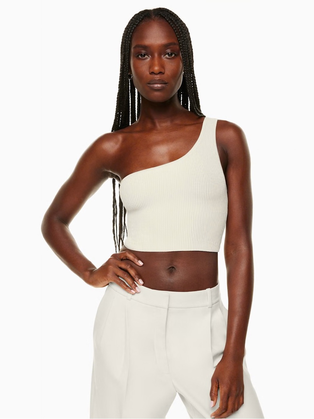 Aritzia Babaton Sculpt Knit One-Shoulder Cropped Tank